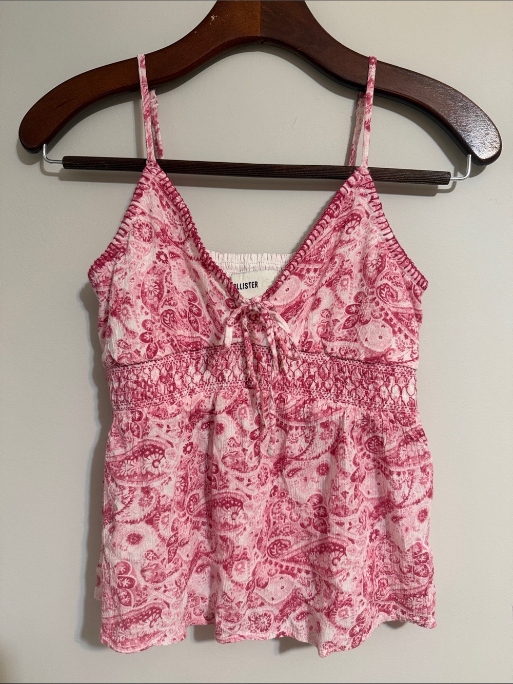 Hollister Pink Paisley Smocked Cami